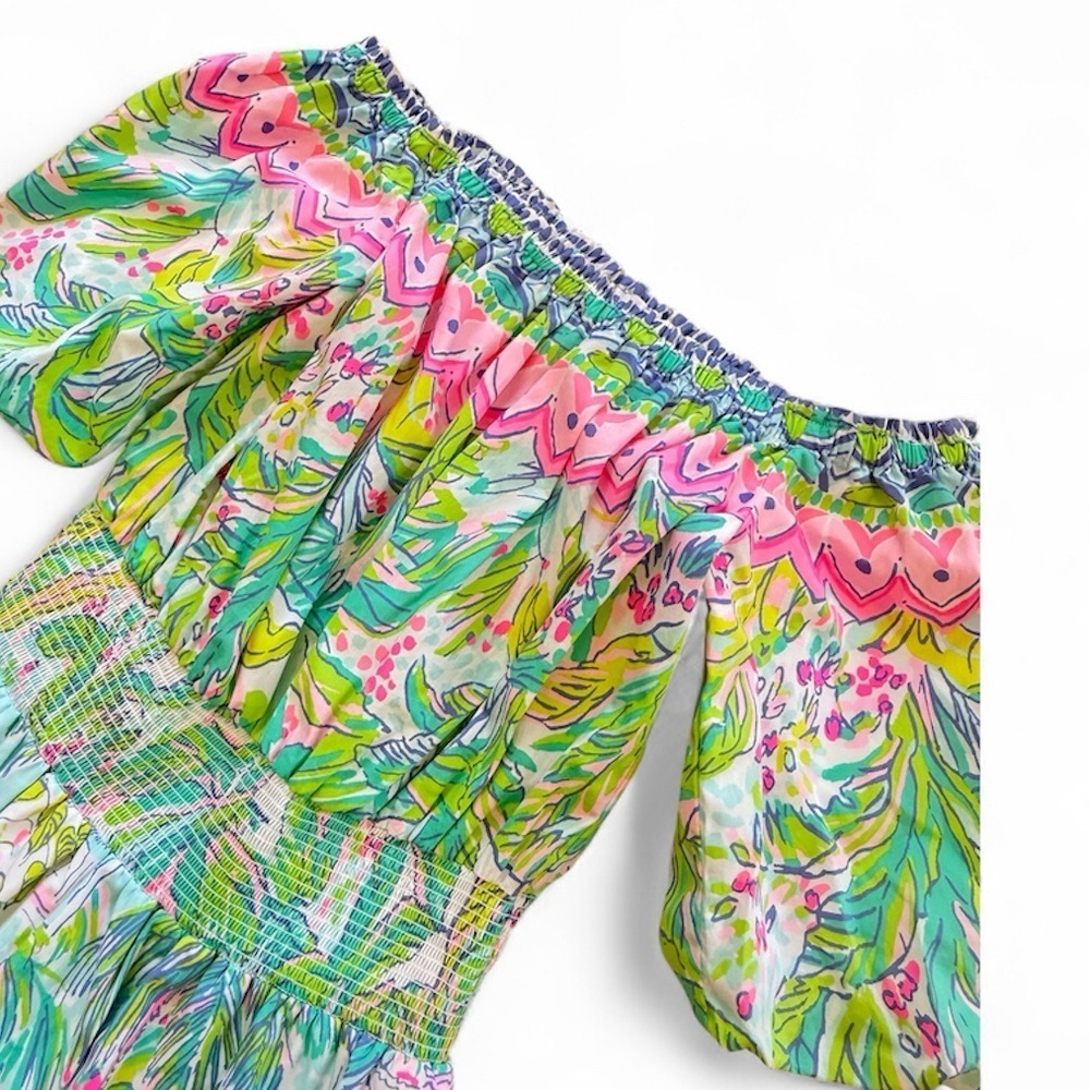 Lilly Pulitzer Camille multicolor cotton off the shoulder dress Dress NWOT SMALL - Picture 5 of 9